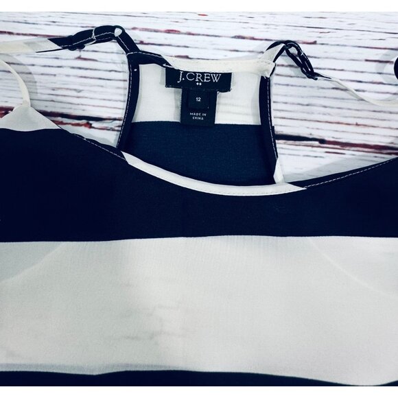 J Crew Outlet Navy & White Striped Sleeveless Halter Top Size 12 Sexy Nautical - Picture 8 of 11